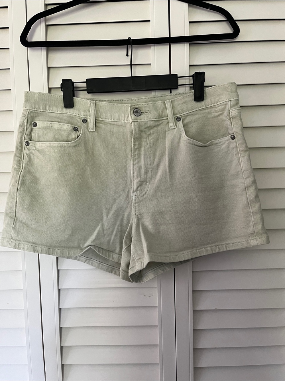 American Eagle Outfitters Light Sage High-Rise Denim Shorts